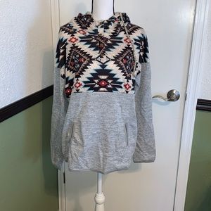 Womens Casual Geometric Print Hoodie Long Sleeve Drawstring Sweatshirt Pullover